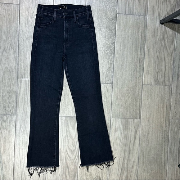 MOTHER Black THE HUSTLER ANKLE FRAY High-Rise High Waist Stretch Jeans 24